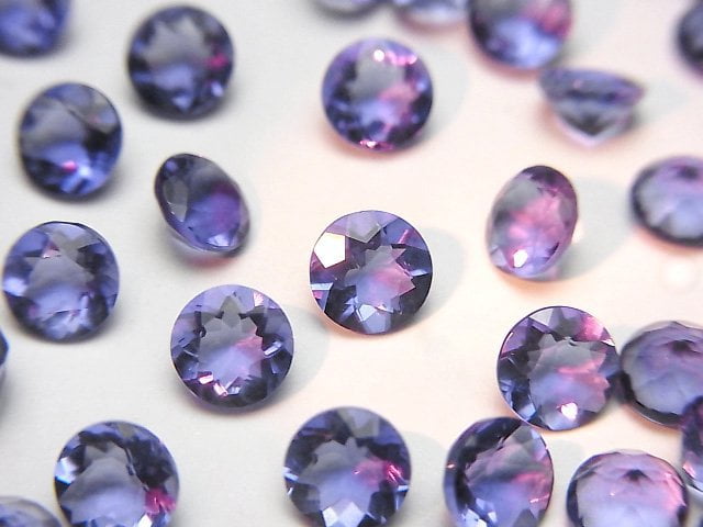 高品質變色螢石 AAA 刻面圓形裸石 5x5mm 3顆