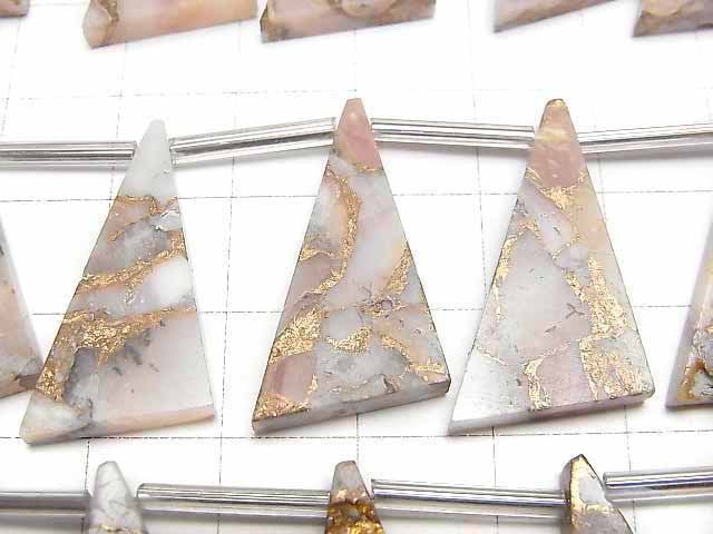 Copper Pink Opal AAA Flat Triangle 25x15mm half or 1strand beads (8pcs )