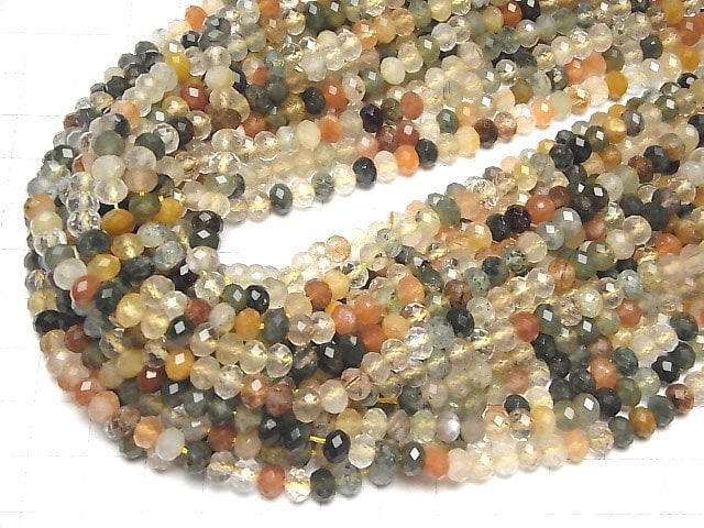 Hochwertig! Multicolor Rutilquarz AA++ Facettierte Knopf Rondelle 5.5x5.5x4mm halb oder 1strang Perlen (ca. 15inch/36cm)