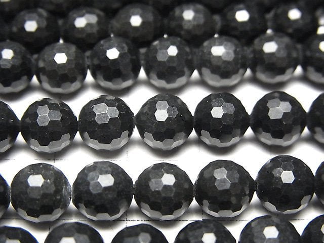 高品質!俄羅斯次石墨 AAA 128切面圓珠 8mm 1串珠子 (約15英吋/36公分)