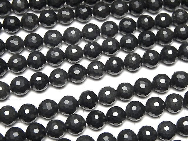 Hochwertig! Russland Schungit AAA 128 Facettiert Rund 8mm 1strang Perlen (ca. 15inch/36cm)
