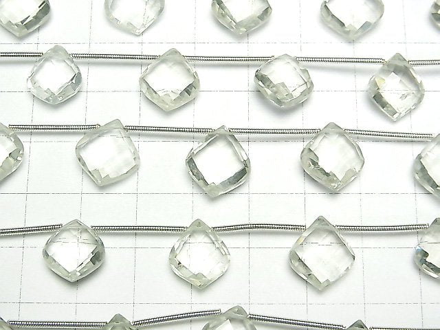 Hochwertiger grüner Amethyst AAA- Deformierter facettierter Birnenform 1strang Perlen (8 Stück)