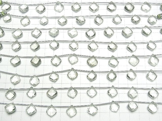 Hochwertiger grüner Amethyst AAA- Deformierter facettierter Birnenform 1strang Perlen (8 Stück)