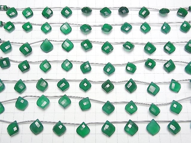 Hochwertiger grüner Onyx AAA- Deformierter facettierter Birnenform 1strang Perlen (8 Stück)