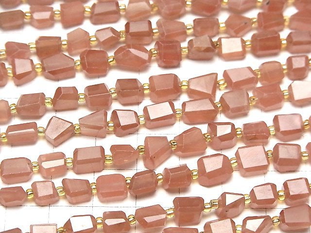 Hochwertige peruanische Rhodochrosit AA++ facettierte Nuggets 1Strang Perlen (ca. 7 Zoll/18 cm)