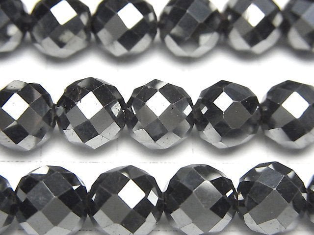 高品質!赤鐵礦 AAA 64刻面圓珠 10mm 1串 (約15英吋/37公分)