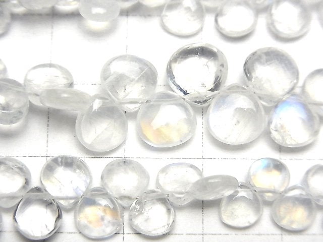 高品質彩虹月光石 AAA- 栗子色 (光滑) 半串或一串珠子 (約8英吋/20公分)