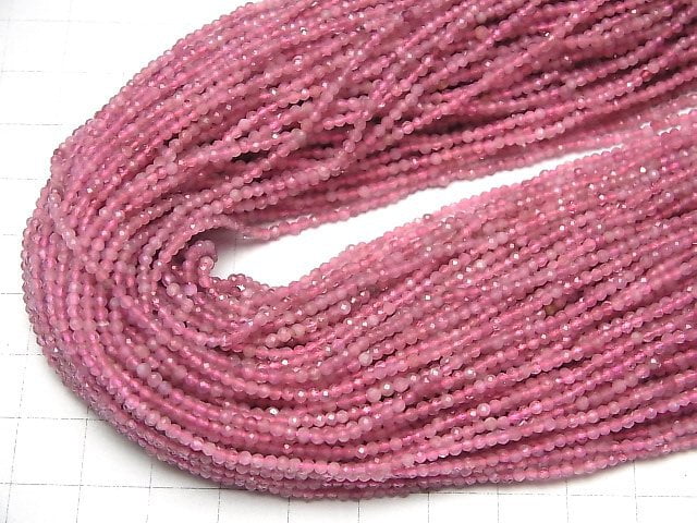 Hochwertig! Rosa Turmalin AA++ Facettierte Runde 2mm 1strang Perlen (ca. 15 Zoll/36 cm)