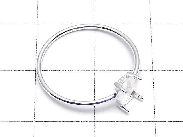 Support de bague en argent 925 (sertissage à griffes) Ovale 6x4mm Taille 11 Sans revêtement 1 pièce