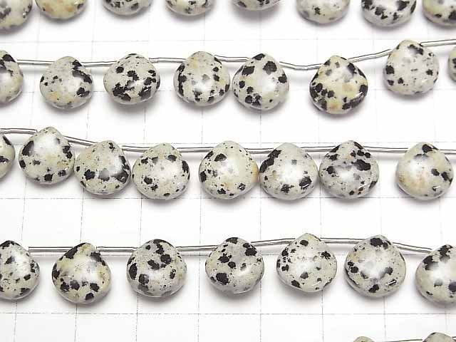 Dalmatiner-Jaspis Kastanie (glatt) 10x10mm halb oder 1Strang Perlen (12Stücke)
