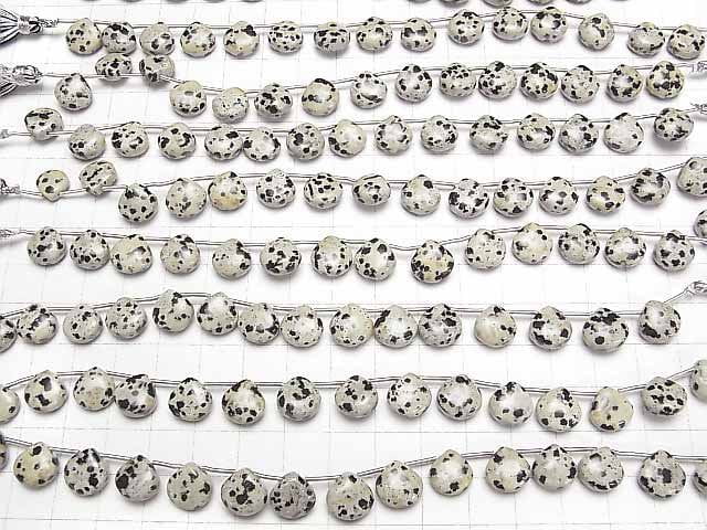 Dalmatiner-Jaspis Kastanie (glatt) 10x10mm halb oder 1Strang Perlen (12Stücke)