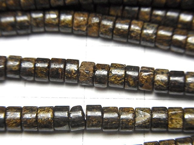 古銅輝石圓珠 (扁形圓珠) 4x4x2mm 1串珠 (約15英吋/37公分)
