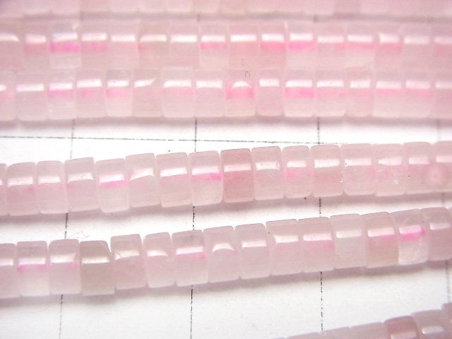 玫瑰石英 AA+ 小切角珠(薄片)4x4x2毫米 1串珠子(約15英吋/36公分)
