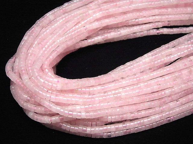Rosenquarz AA+ Rondelle (Heishi) 4x4x2mm 1Strang Perlen (ca. 15 Zoll/36 cm)