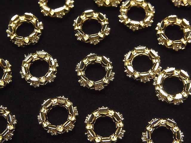 Metallteile Rondelle 10x10x4mm Goldfarbe (mit CZ) 2Stücke