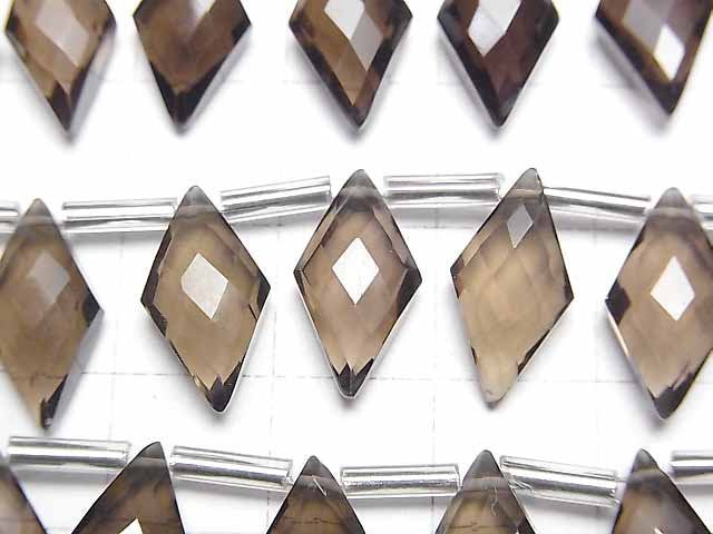 高品質煙晶 AAA 菱形 15x8mm 半串或 1 串珠子 (12顆)