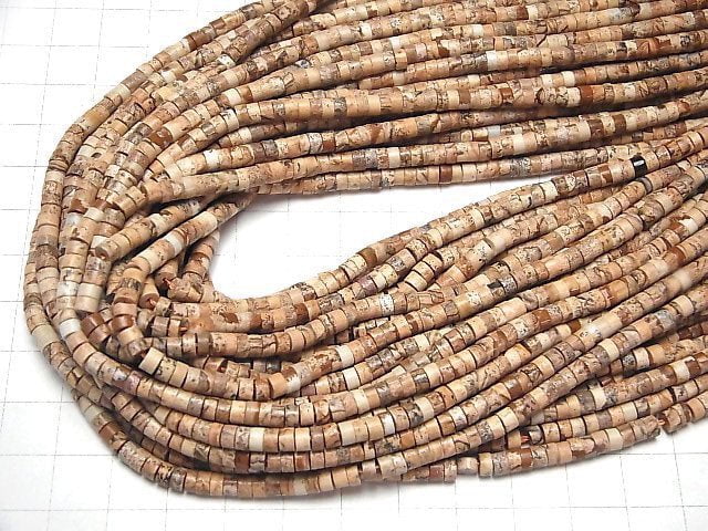 Bild-Jaspis Rondelle (Heishi) 4x4x2mm 1Strang Perlen (ca. 15 Zoll/36 cm)