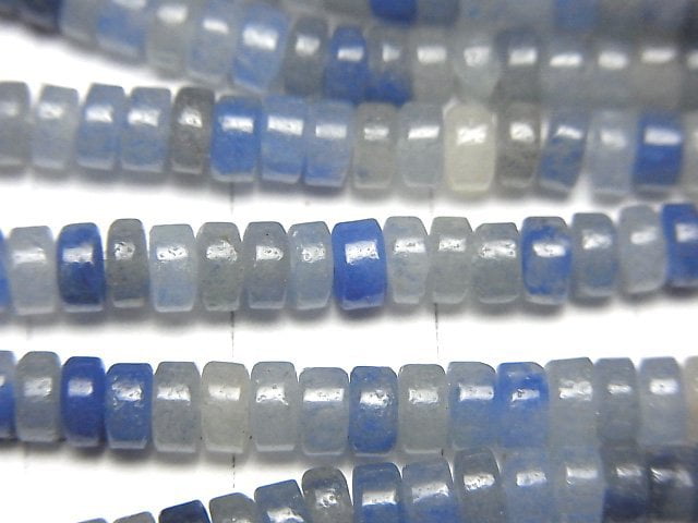 巴西藍色石英圓珠 (扁形) 4x4x2mm 1串珠子 (約15英吋/36公分)