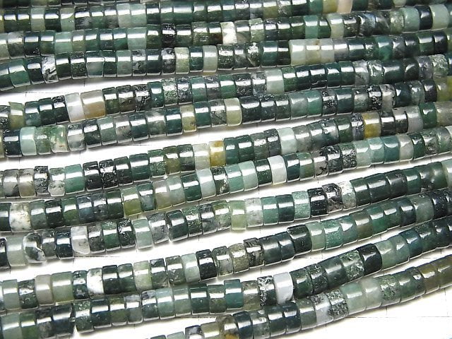Moosachat Rondelle (Heishi) 4x4x2mm 1Strang Perlen (ca. 15 Zoll/36 cm)