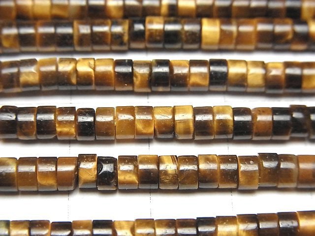 黃虎眼 AA++ 算盤珠 (扁圓形) 4x4x2mm 一串 (約15英吋/36公分)