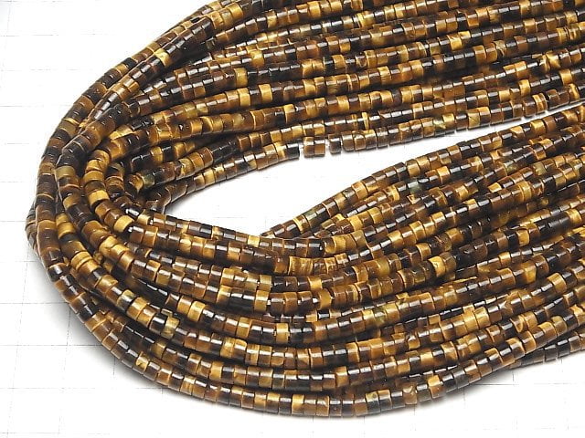 Gelber Tigerauge AA++ Rondelle (Heishi) 4x4x2mm 1Strang Perlen (ca. 15 Zoll/36 cm)