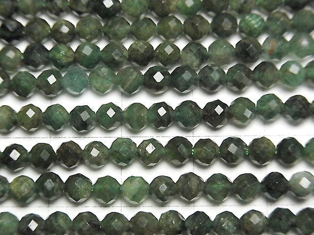 High Quality! Green Mica In Quartz AA+ Faceted Round 4mm 1strand beads (aprx.15inch/37cm)