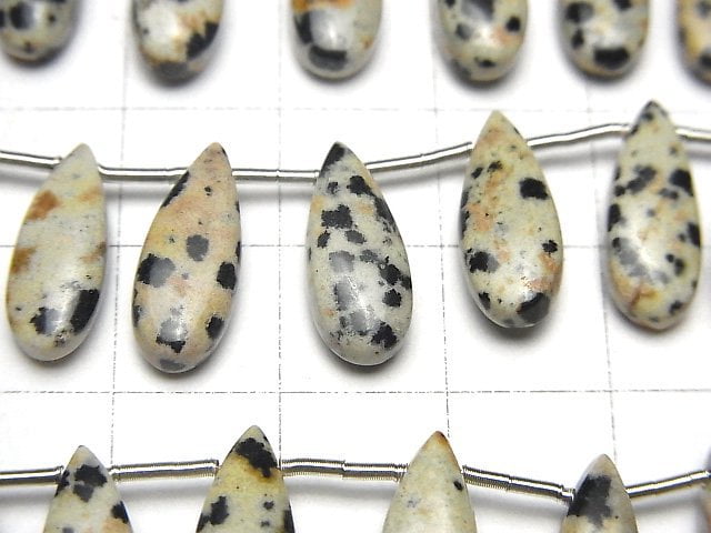 達爾馬提亞碧玉 梨形(光滑)15x6mm 半串或1串珠子 (18顆)