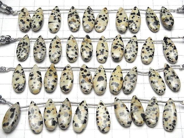 Dalmatiner-Jaspis Birnenform (glatt) 20x8mm halb oder 1Strang Perlen (8 Stück)