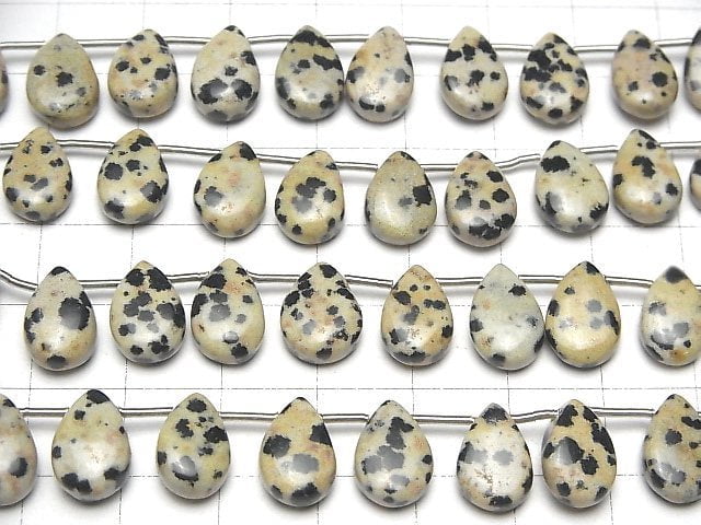 Dalmatiner-Jaspis Birnenform (glatt) 12x8mm halb oder 1Strang Perlen (18 Stück)