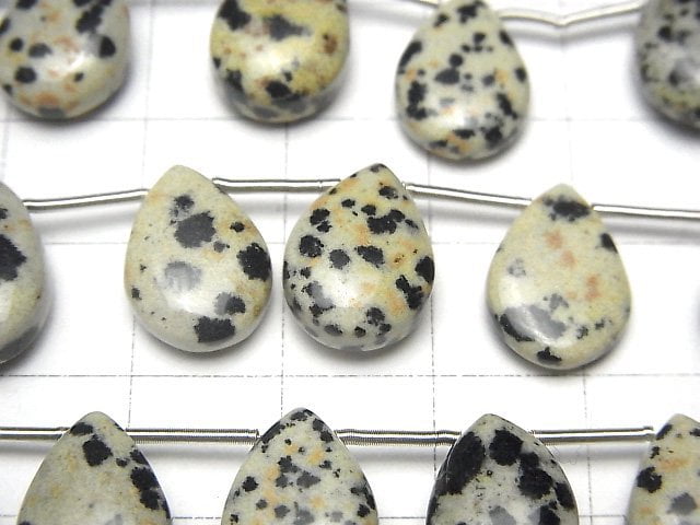 達爾馬提亞碧玉梨形(光滑)14x10mm 半串或一串珠子(8顆)