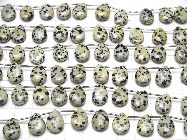 Dalmatiner-Jaspis Birnenform (glatt) 14x10mm halb oder 1Strang Perlen (8 Stück)
