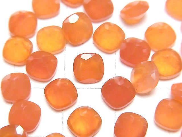 高品質紅玉髓 AAA 級散珠 方形刻面 6x6mm 4顆