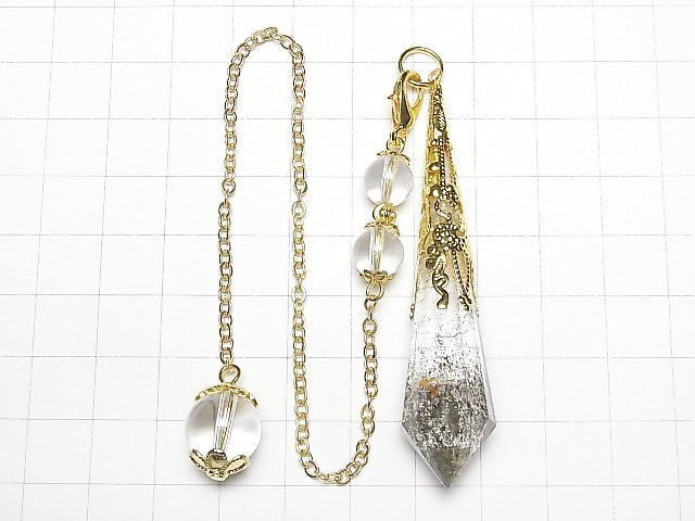 Garden Quartz AA++ Pendulum 70x16x16mm with Chain Gold Color 1pc