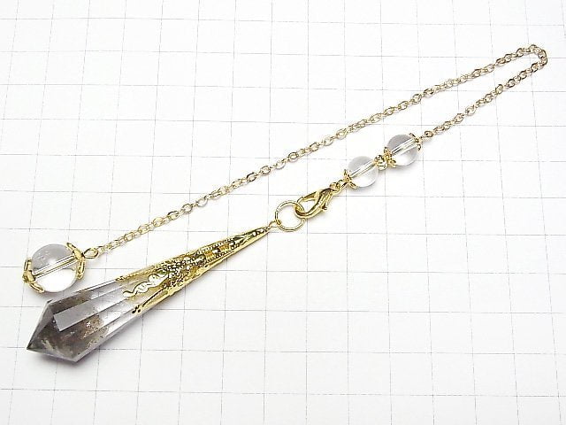 Gartenquarz AA++ Pendel 70x16x16mm mit Kette Goldfarbe 1Stück