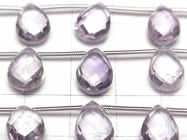 高品質紫水晶 AAA 梨形刻面水滴 12x8mm 1串珠子 (8顆)
