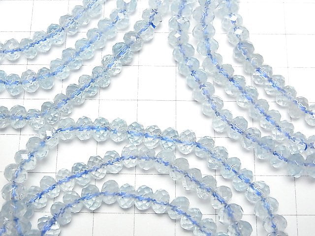 Hochwertiger himmelblauer Topas AAA- Facettiert Knopf Rondelle 6x6x4mm Armband