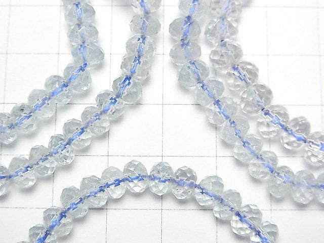Hochwertiger himmelblauer Topas AA++ Facettiert Knopf Rondelle 6x6x4mm Armband