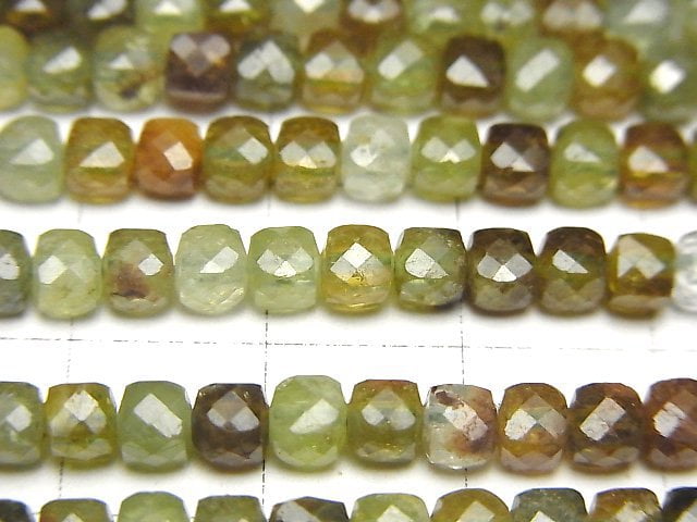 高品質!鈣鋁榴石方形珠 4x4x4mm 半串或一串珠 (約15英吋/36公分)