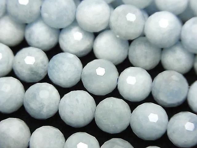 高品質!非洲海藍寶 AA+ 128切面圓珠 8mm 半串或一串(約15英寸/37公分)