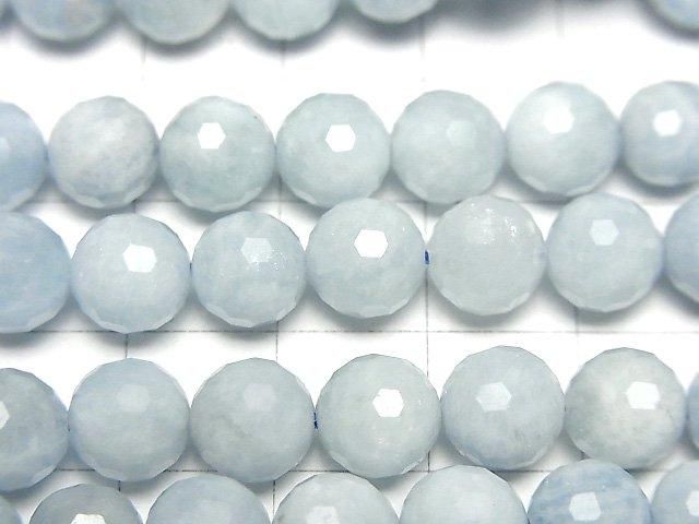 高品質!非洲海藍寶 AA+ 128切面圓珠 8mm 半串或一串(約15英寸/37公分)