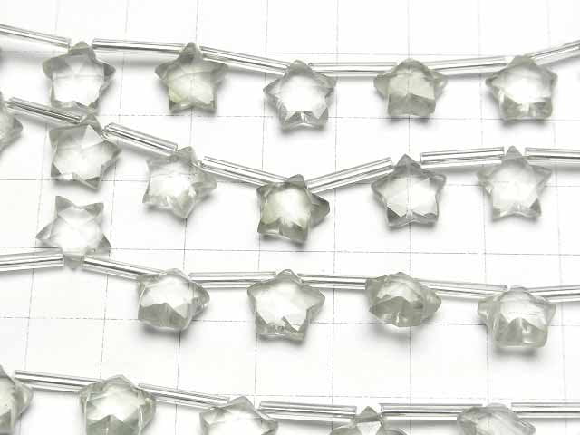 Grüner Amethyst AAA- Facettierter Stern 10x10mm 1 Strang Perlen (8 Stück)