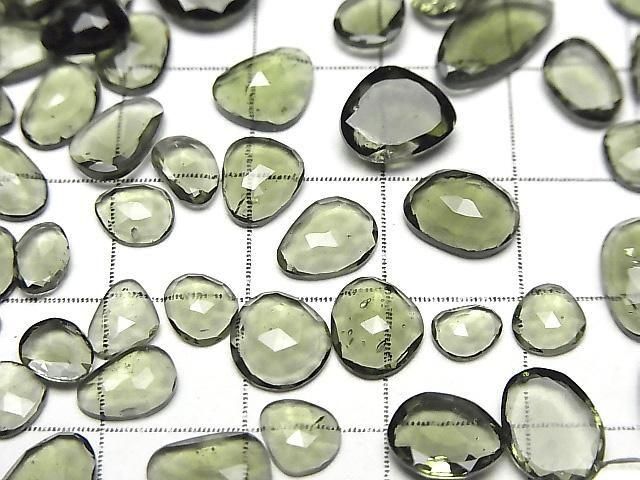 高品質捷克隕石 AAA 級 - 散石自由形態單面玫瑰切割 5 件