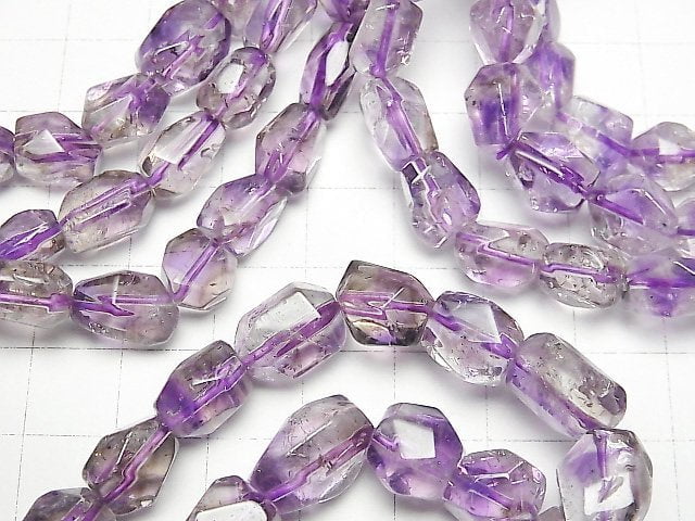 Amethyst x Rauchquarz AAA- Facettierter Nugget Armband