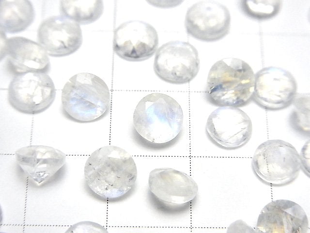高品質彩虹月光石 AA++ 散珠 圓刻面 6x6mm 5顆