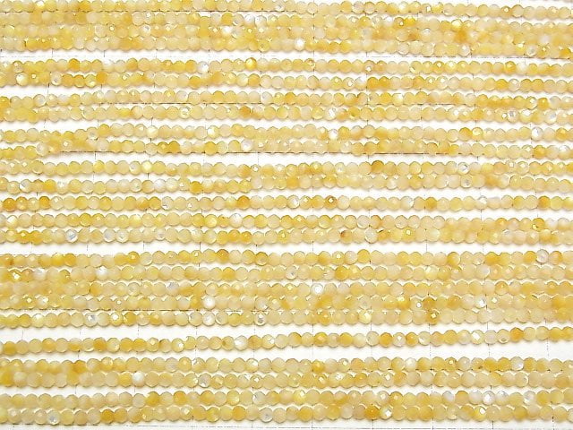 Hochwertig! Hochwertige gelbe Muschel AAA Premium facettierte runde 2mm 1 Strang Perlen (ca. 15 Zoll/37 cm)