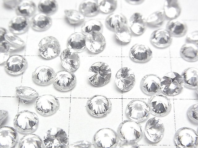 高品質天然白色鋯石 AAA 級圓形刻面裸石 5x5mm 2顆