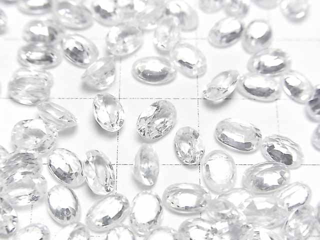 高品質天然白色鋯石 AAA 級橢圓刻面裸石 6x4mm 2顆