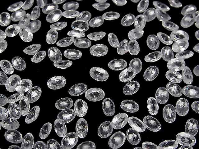 Hochwertiger natürlicher weißer Zirkon AAA lose Stein oval facettiert 6x4mm 2 Stück