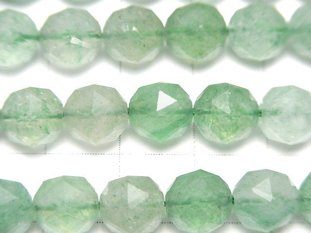 高品質!綠東陵星形刻面圓珠 8毫米 半串或一串珠子(約15英吋/37厘米)