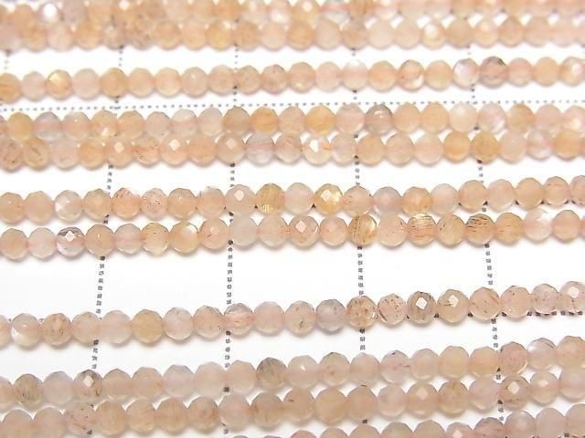 橘色月光石 AA++ 切面圓珠 2.5mm 1串珠子 (約15英吋/36公分) 高品質!